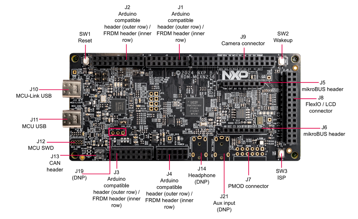 Circuit de localisation - NXP Semiconductors Carte de développement FRDM-MCXN236 pour microcontrôleurs (MCU) MCX N23x